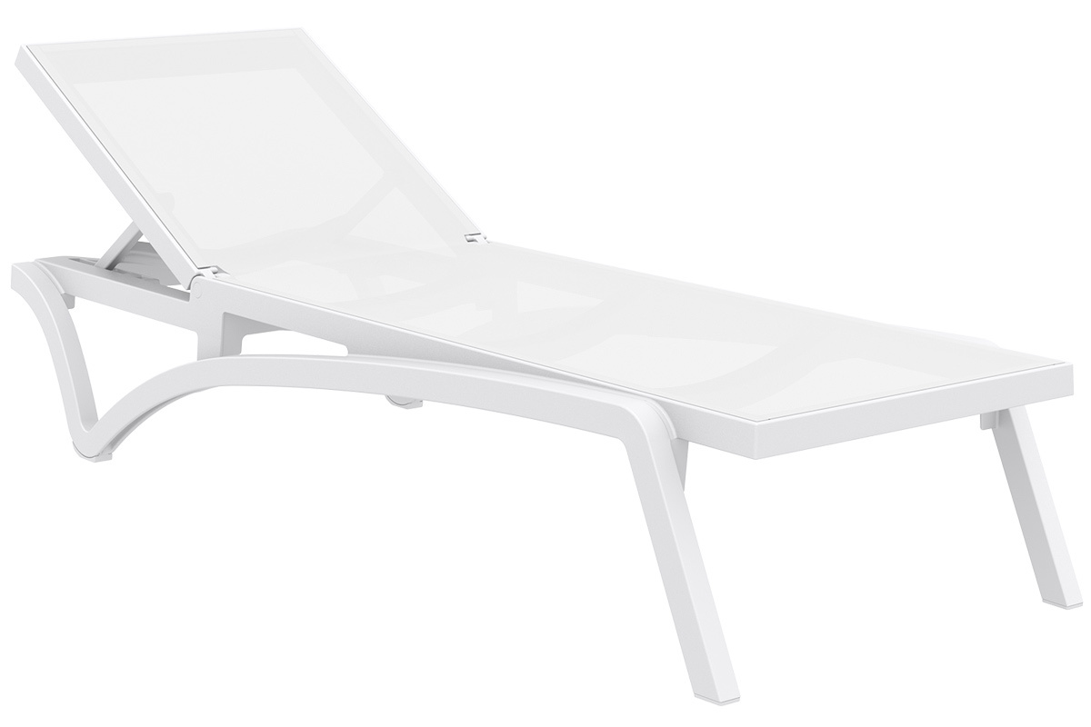 Chaise longue ajustable blanche � roulettes CORAIL