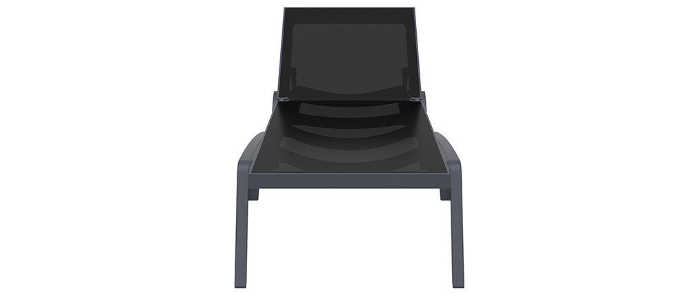 Chaise longue ajustable noire à roulettes CORAIL