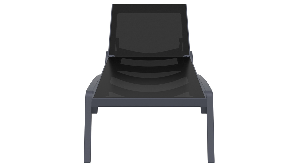 Chaise longue ajustable noire  roulettes CORAIL