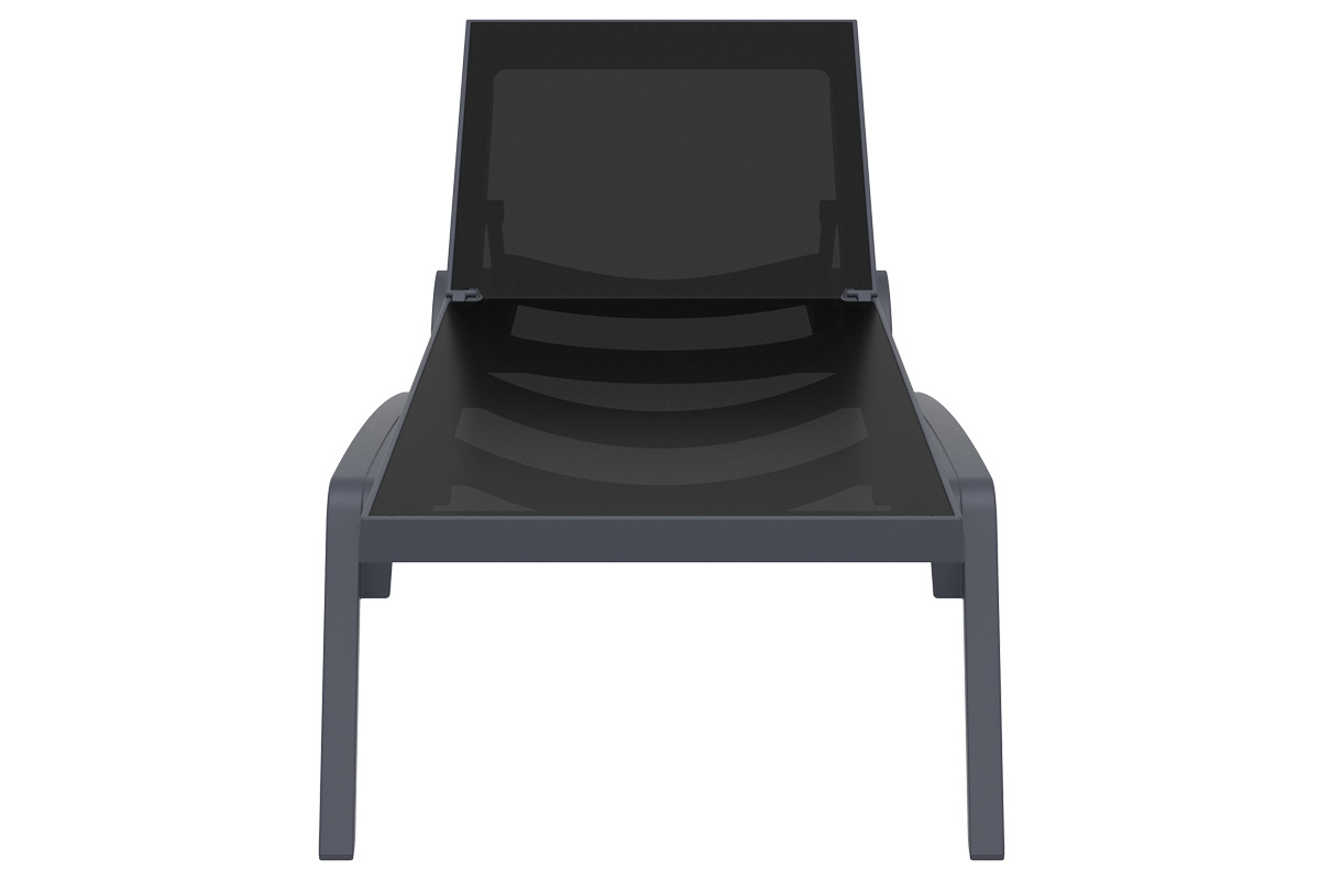 Chaise longue ajustable noire � roulettes CORAIL