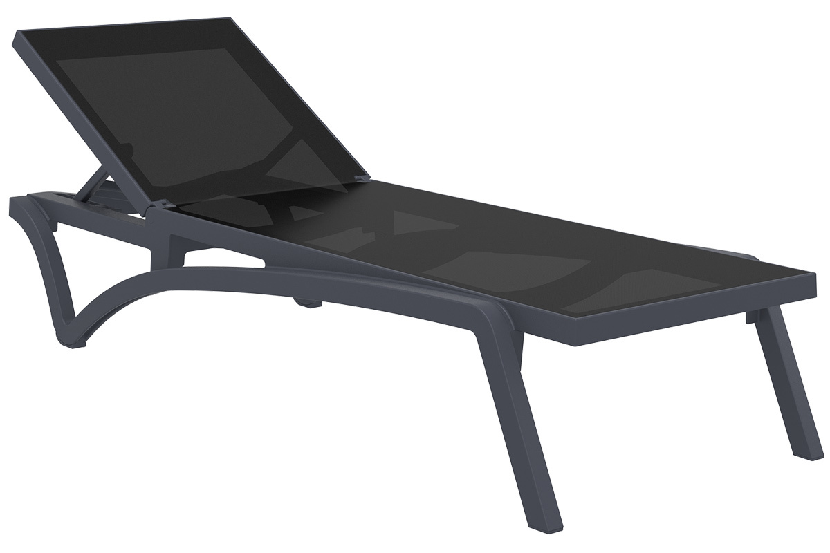 Chaise longue ajustable noire � roulettes CORAIL