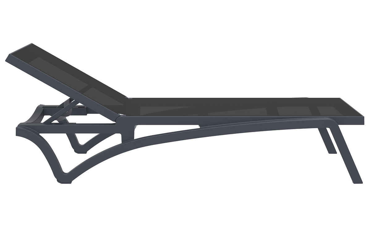 Chaise longue ajustable noire � roulettes CORAIL