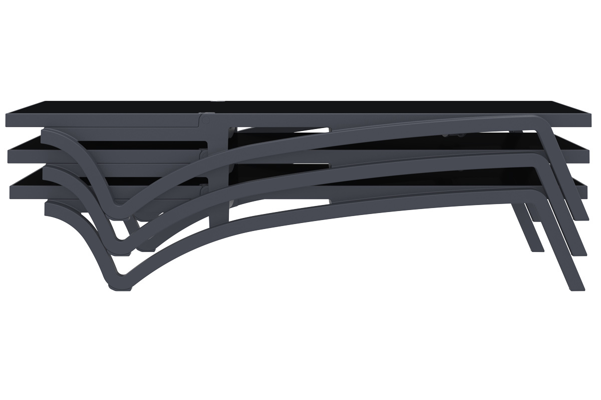 Chaise longue ajustable noire � roulettes CORAIL