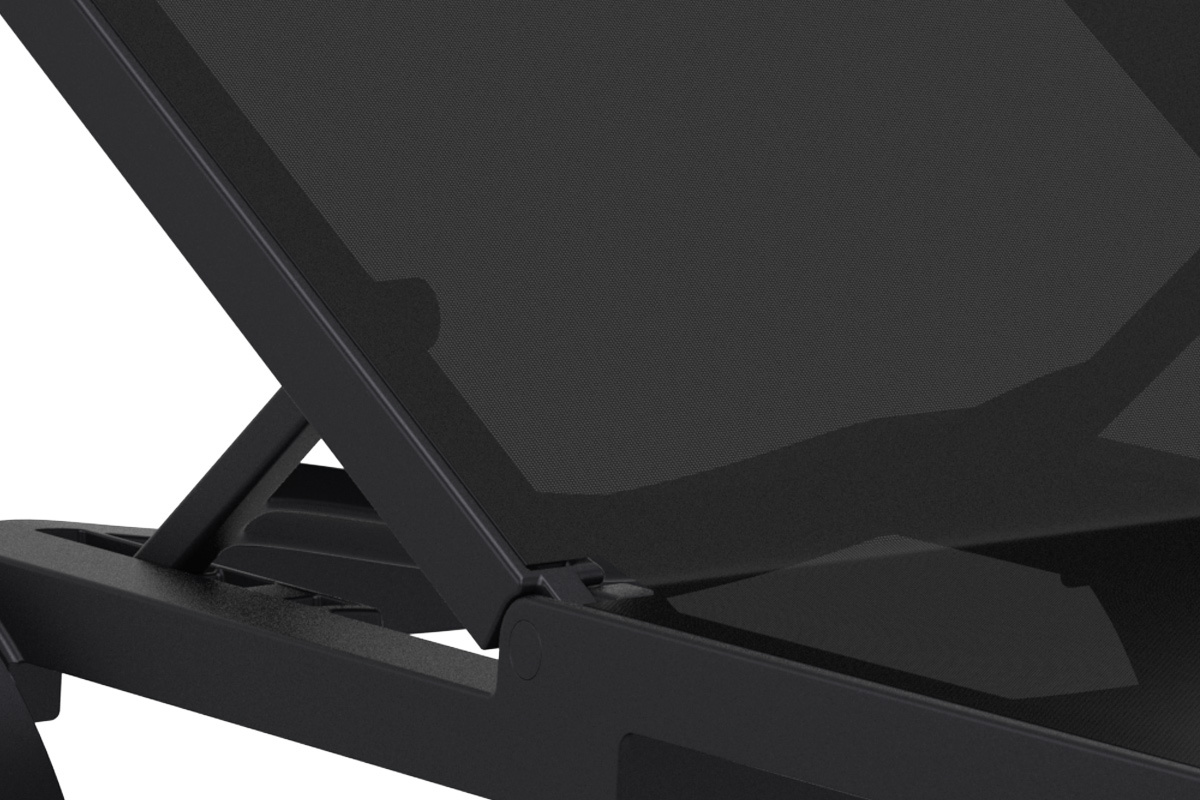 Chaise longue ajustable noire � roulettes CORAIL