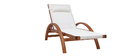 Chaise longue bain de soleil multiposition blanc et bois PIANA
