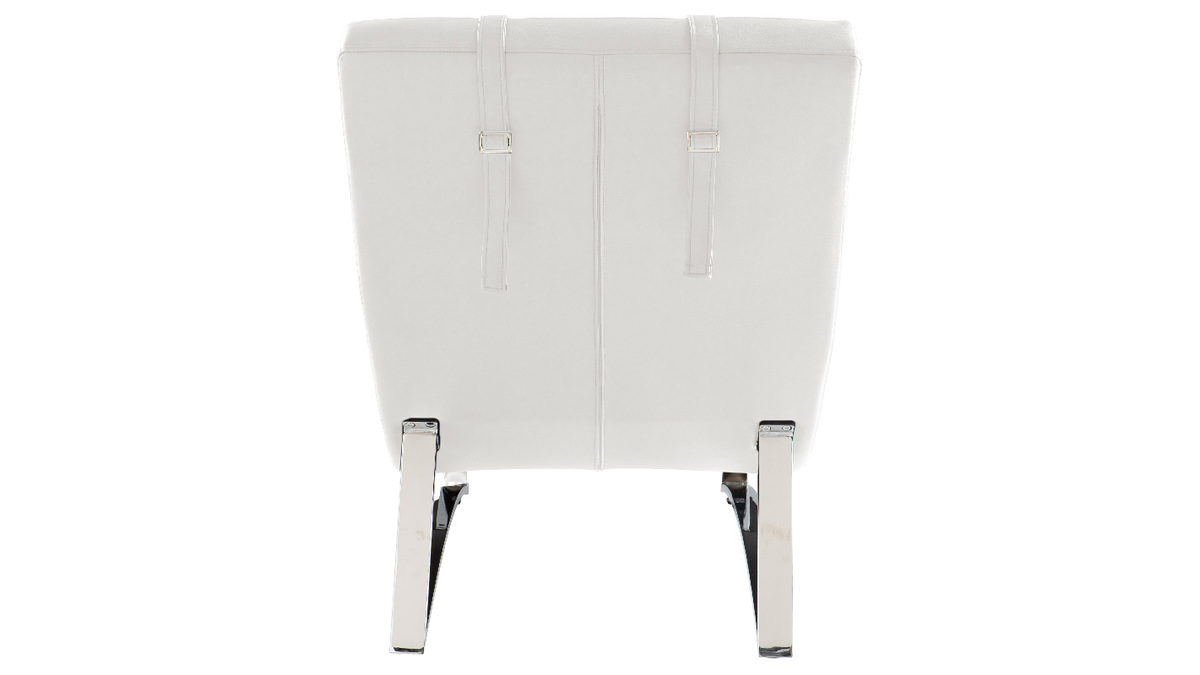 Chaise longue design blanc et acier chromé MONACO