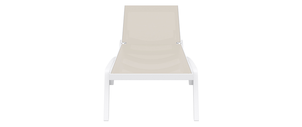 Chaise longue empilable blanc et taupe CORAIL