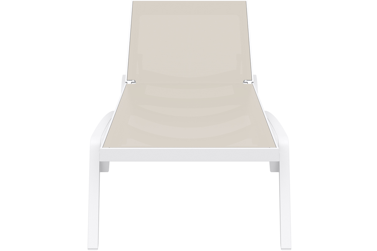 Chaise longue empilable blanc et taupe CORAIL