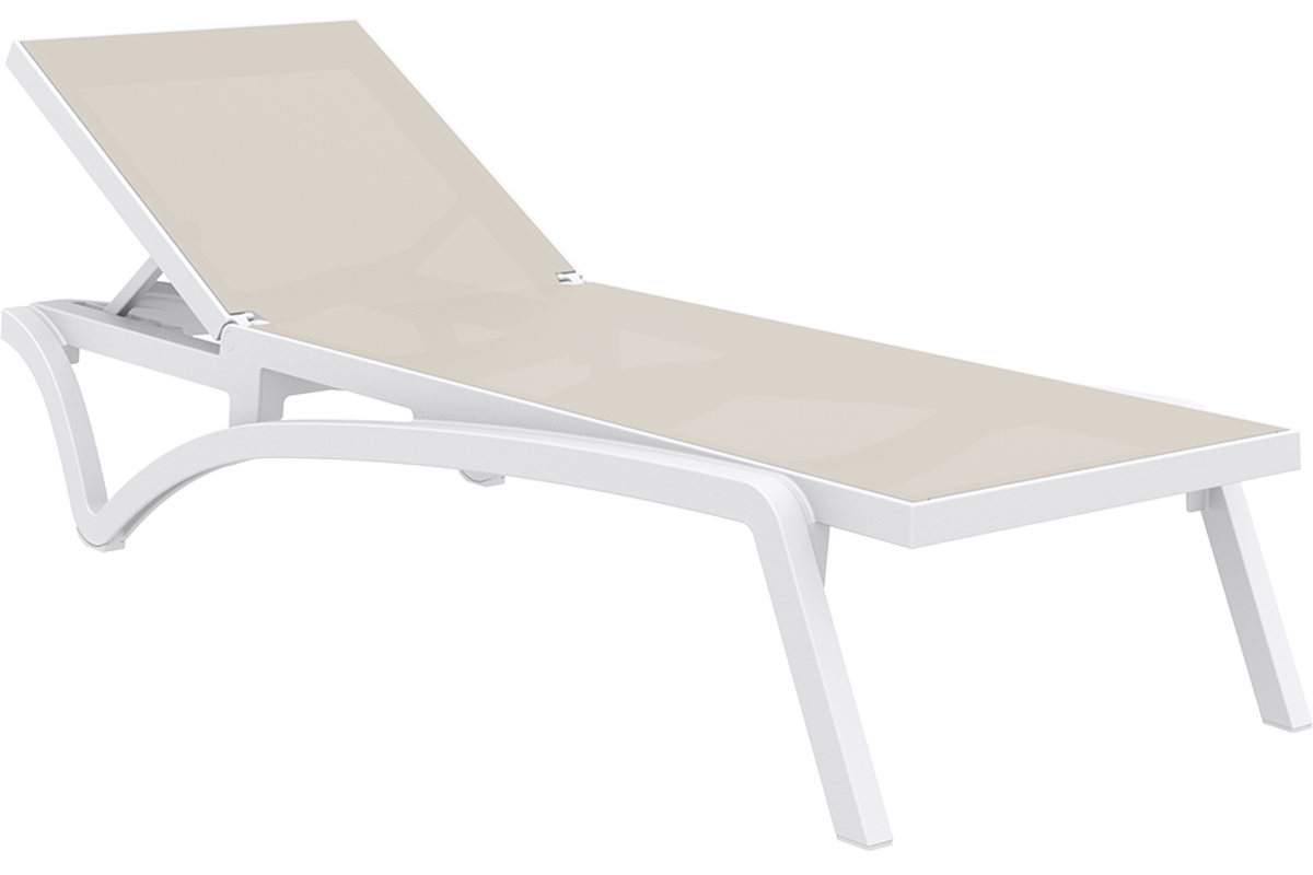 Chaise longue empilable blanc et taupe CORAIL