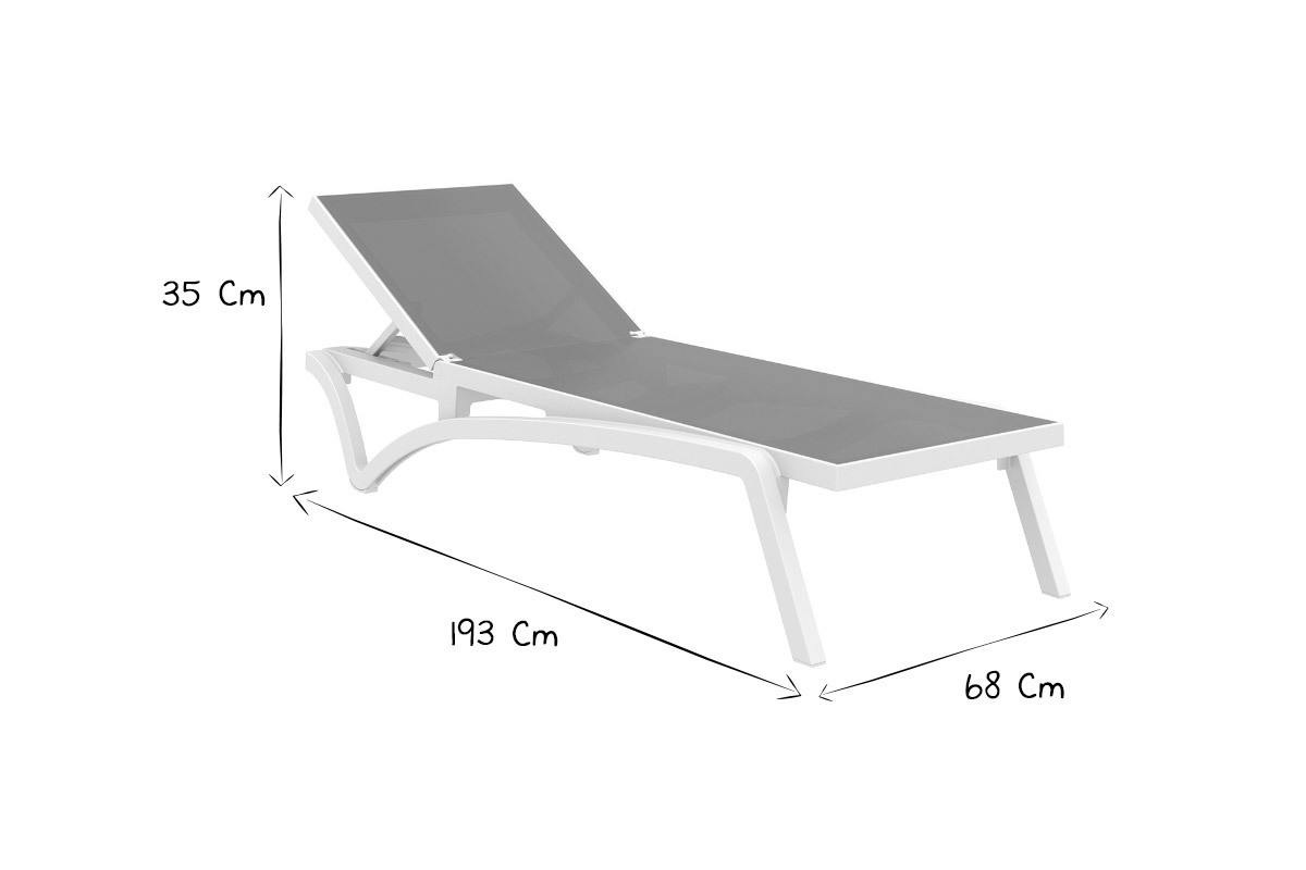 Chaise longue empilable blanc et taupe CORAIL