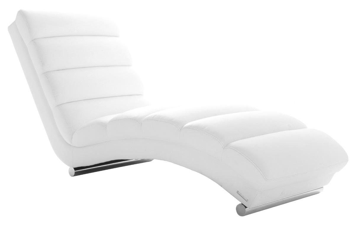 Chaise longue / fauteuil design blanc et acier chrom TAYLOR