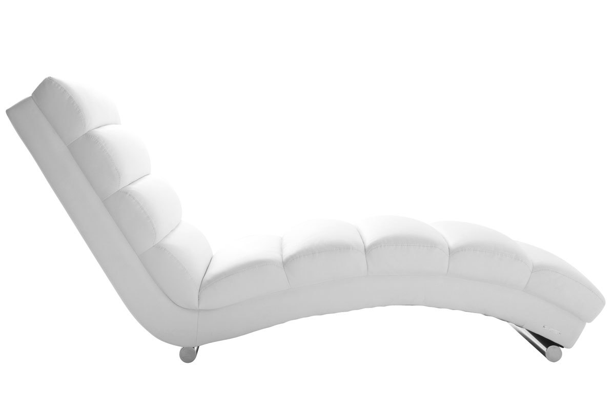 Chaise longue / fauteuil design blanc et acier chrom TAYLOR