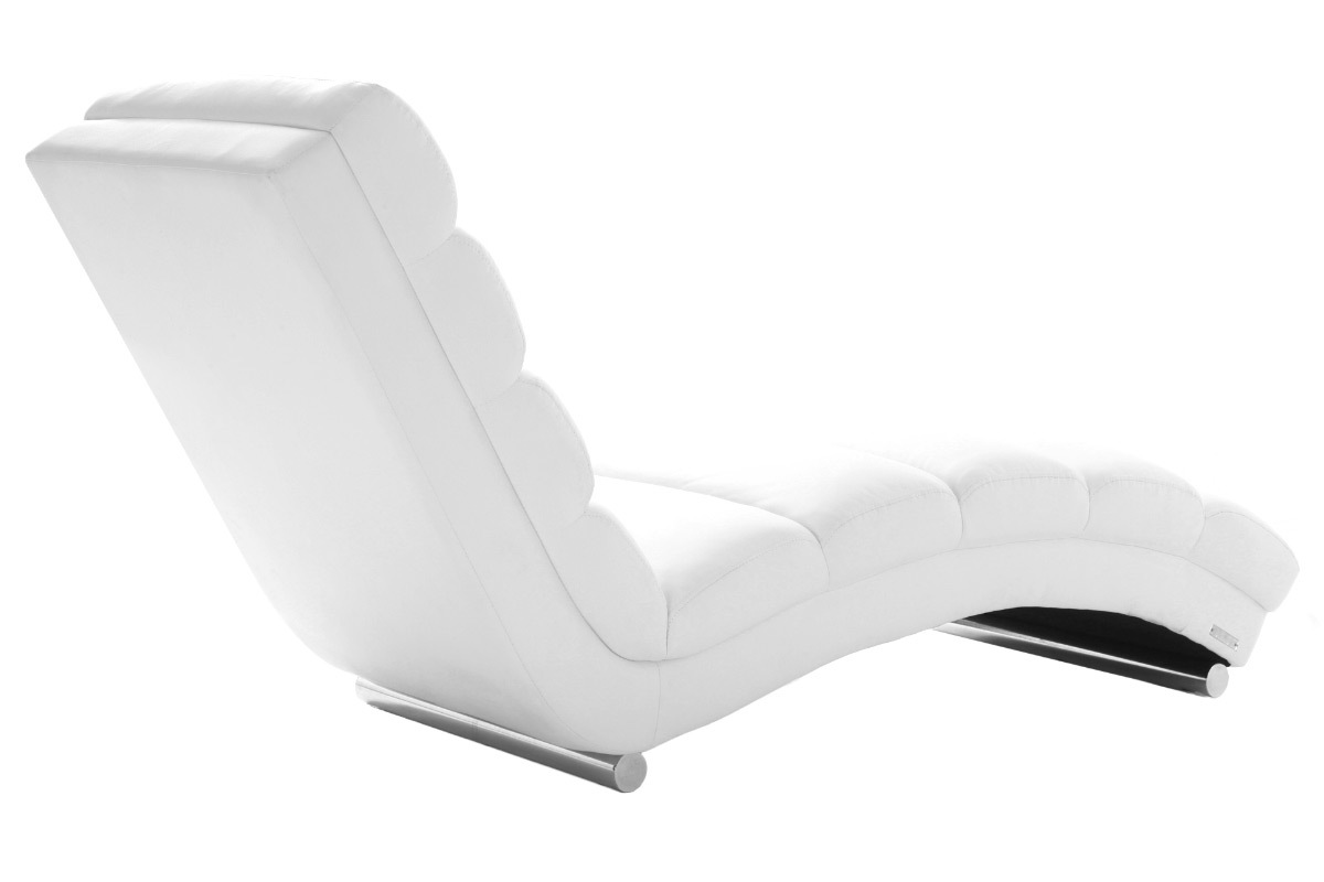 Chaise longue / fauteuil design blanc et acier chrom TAYLOR