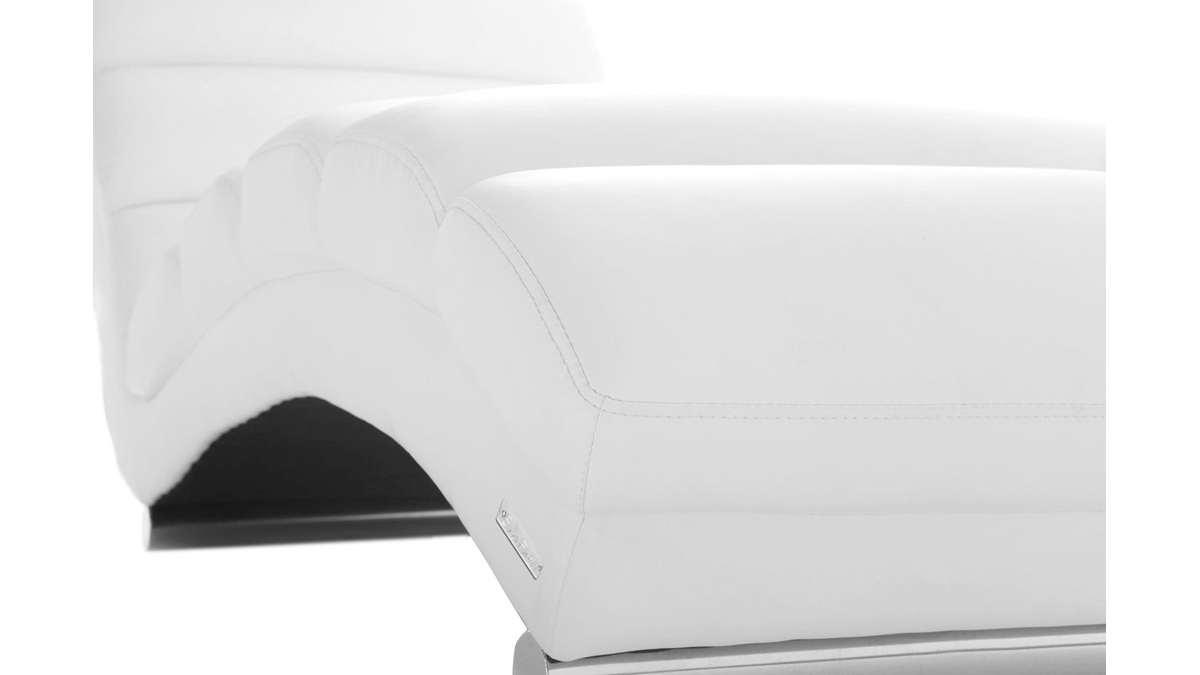 Chaise longue / fauteuil design blanc et acier chromé TAYLOR
