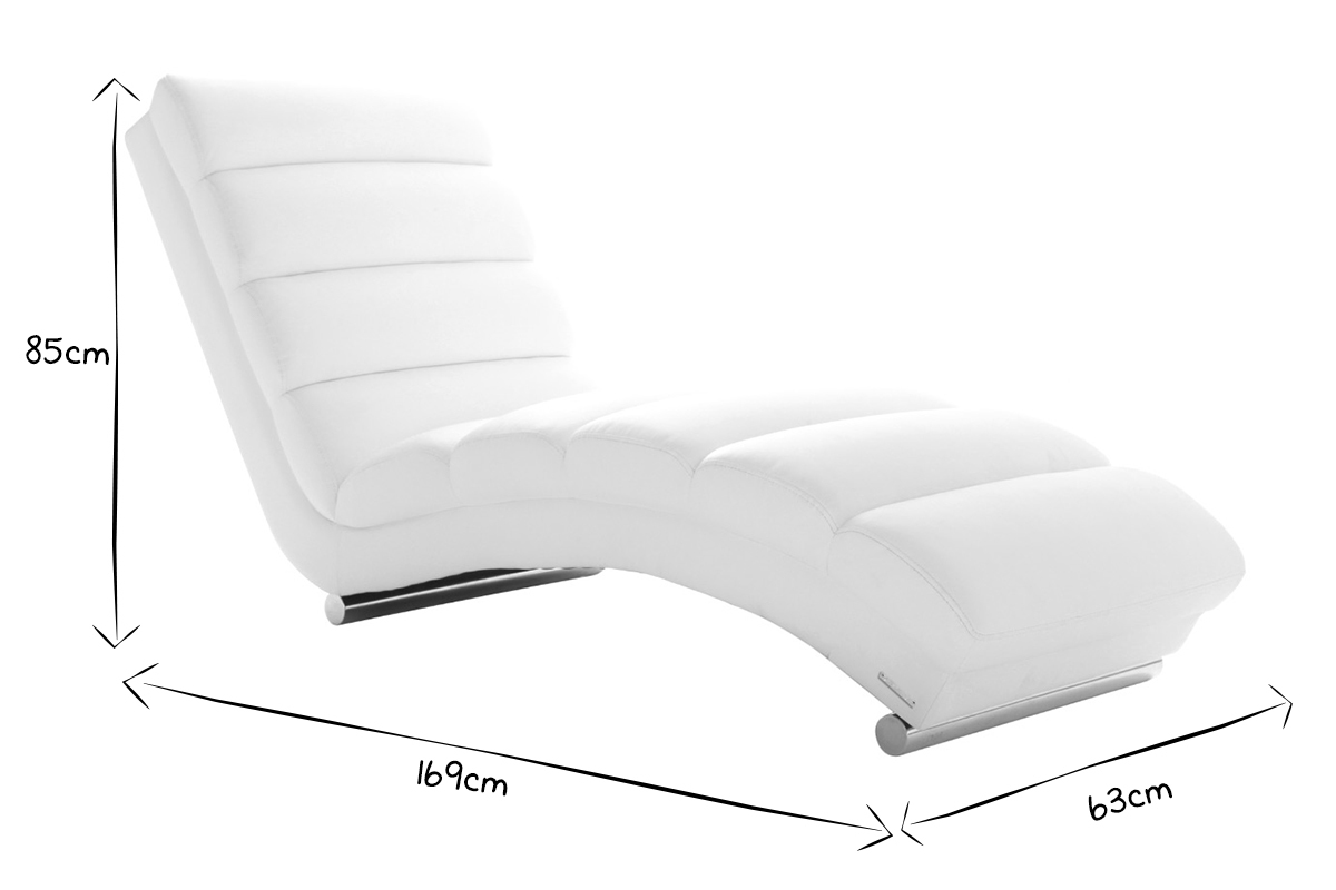 Chaise longue / fauteuil design blanc et acier chrom TAYLOR