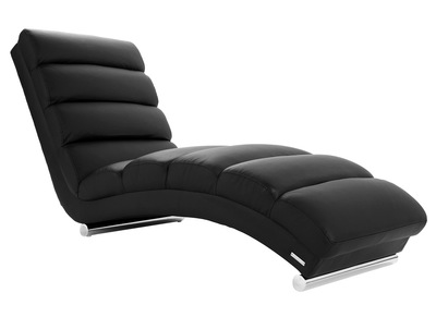 Chaise longue / fauteuil design noir et acier chromé TAYLOR