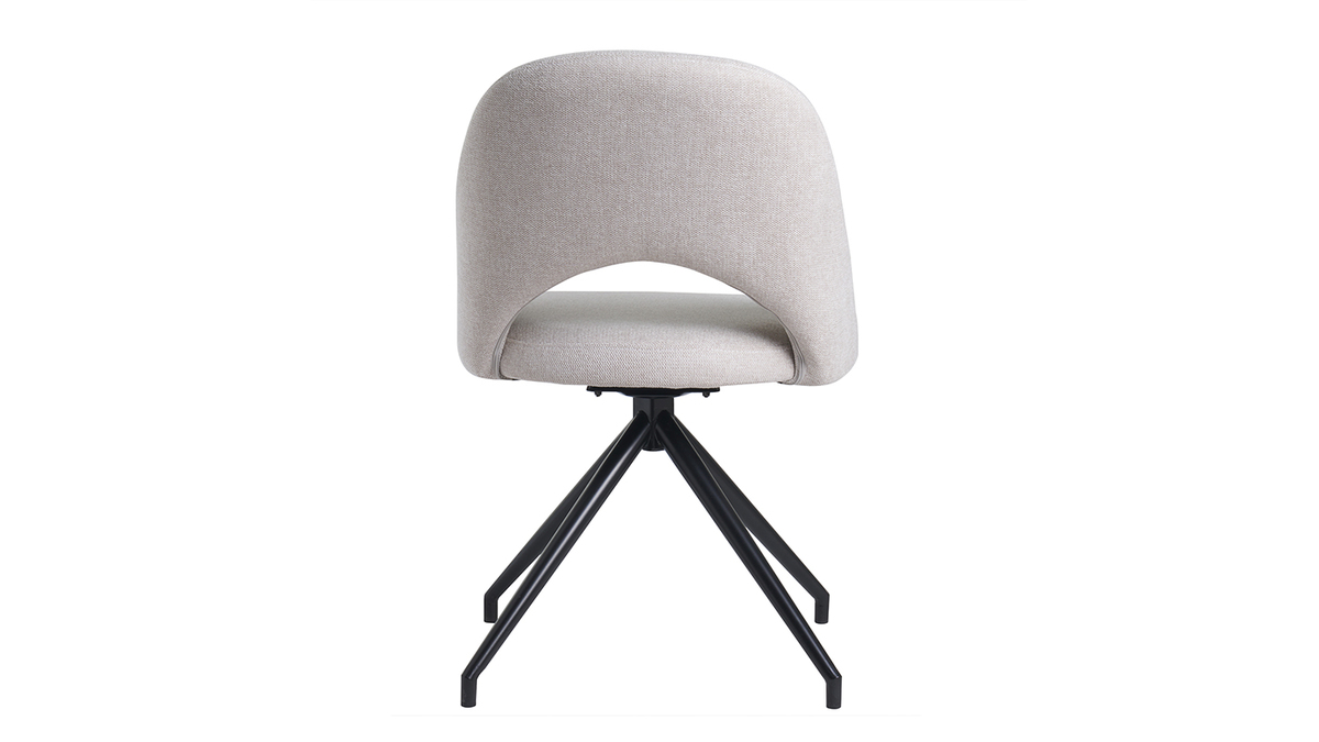 Chaise pivotante 360 en tissu effet velours textur beige et mtal noir COSETTE