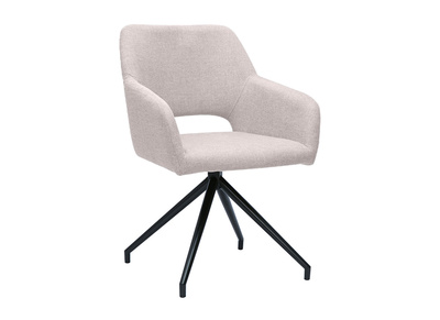 Chaise pivotante 360° en tissu effet velours texturé beige et métal noir LAURETTE
