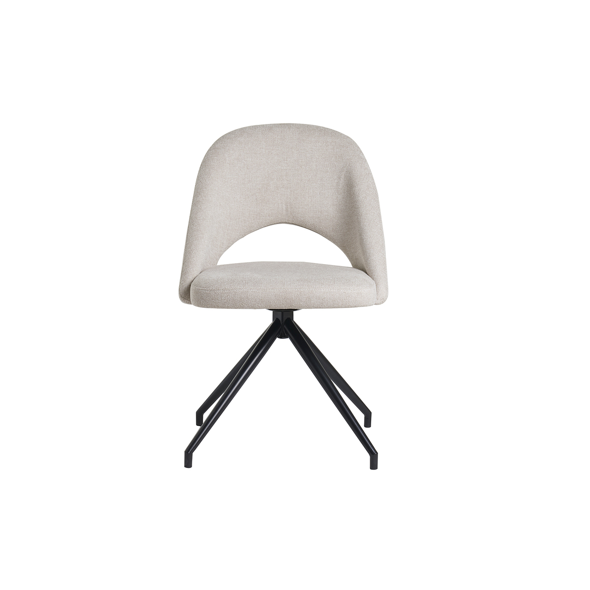 Chaise pivotante 360° en tissu effet velours texturé beige et métal noir COSETTE Chaise pivotante 360° en tissu effet velours texturé beige et métal noir COSETTE