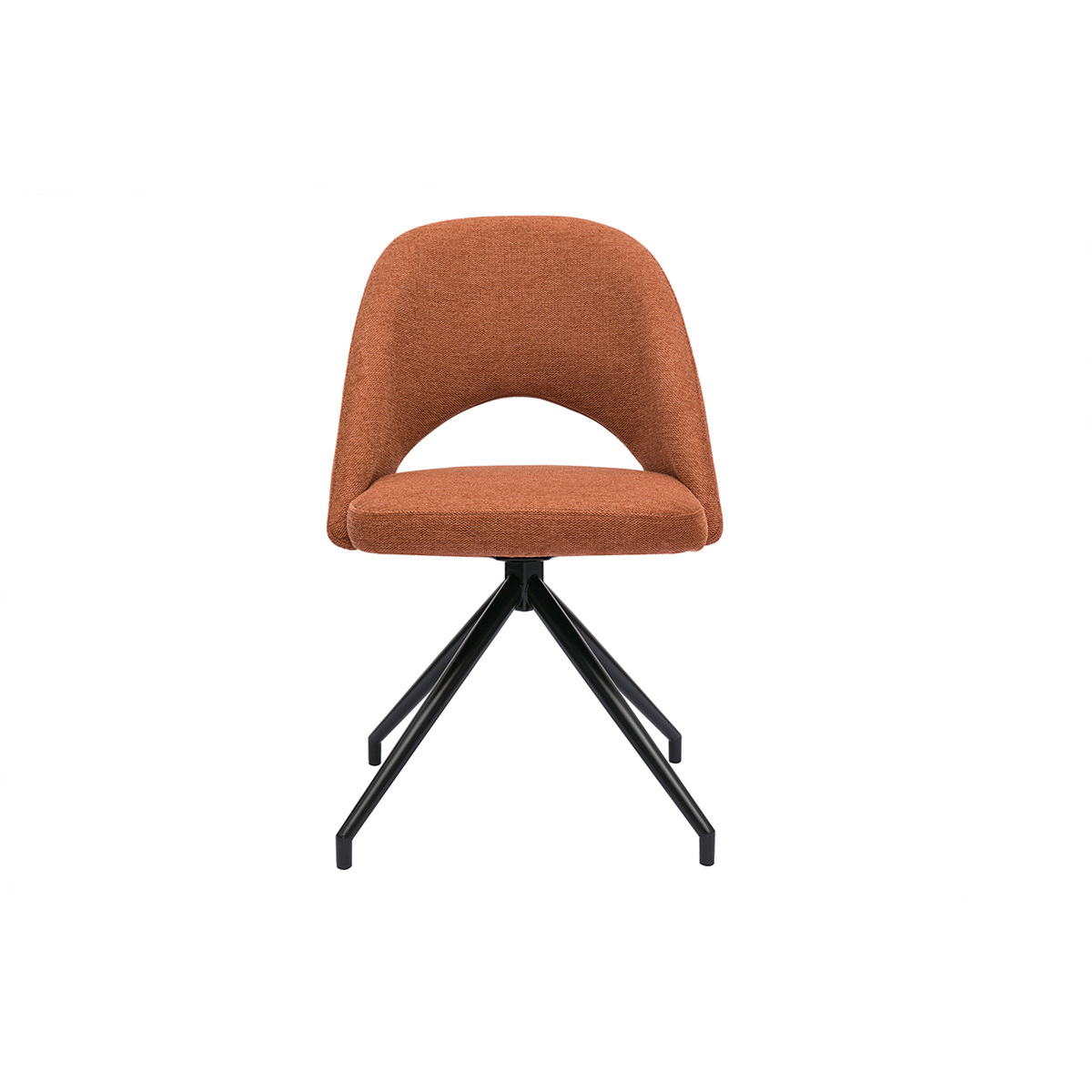 Chaise pivotante 360° en tissu effet velours texturé terre brûlée et métal noir COSETTE Chaise pivotante 360° en tissu effet velours texturé terre brûlée et métal noir COSETTE
