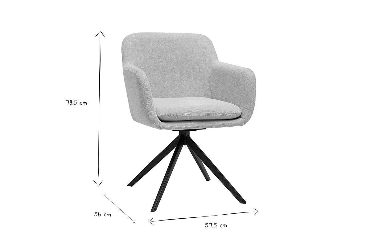 Chaise pivotante 360� en tissu effet velours textur� beige et m�tal noir AMIKA