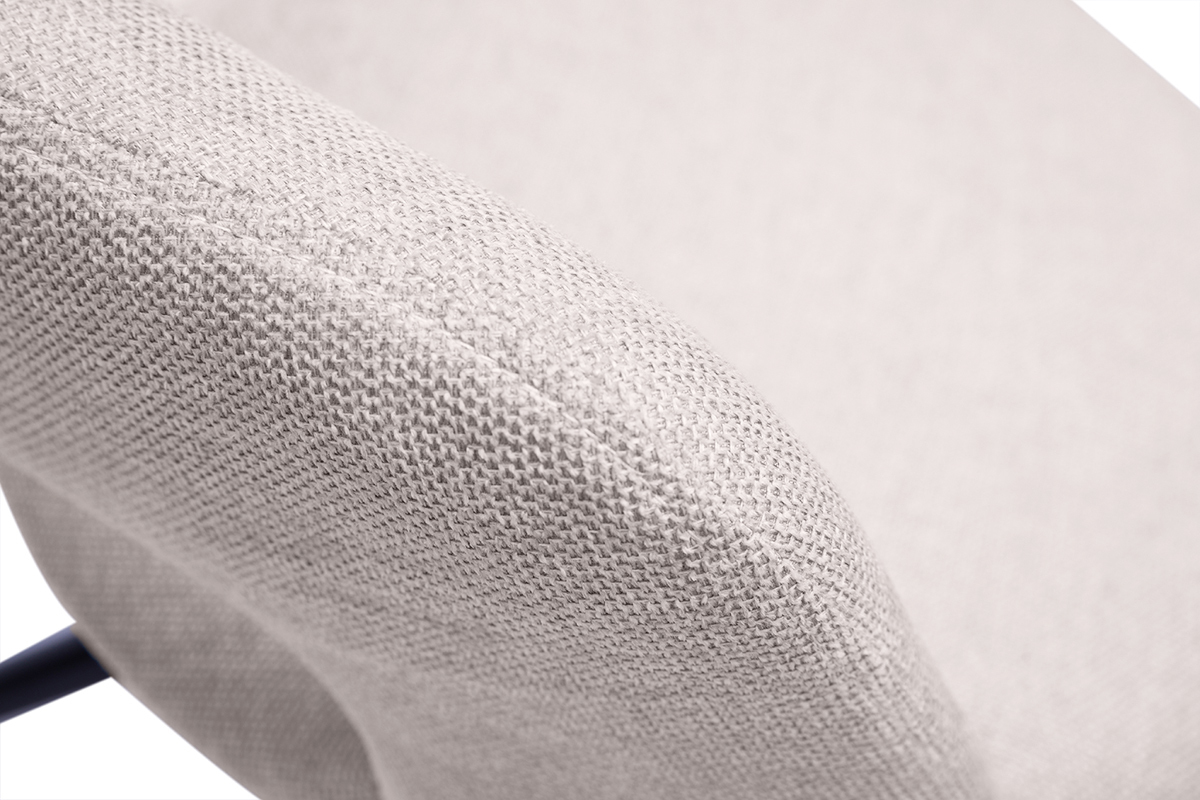 Chaise pivotante 360� en tissu effet velours textur� beige et m�tal noir JESSY