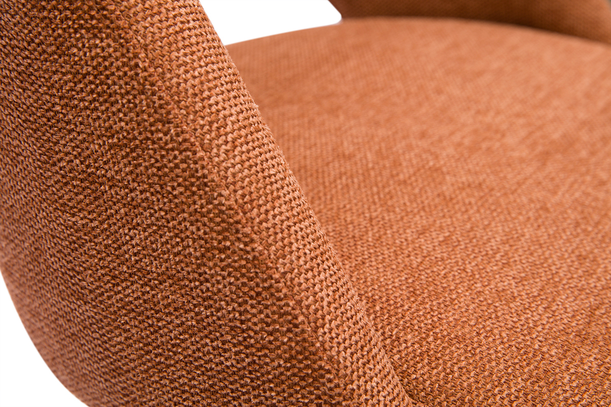 Chaise pivotante 360� en tissu effet velours textur� terre br�l�e et m�tal noir COSETTE