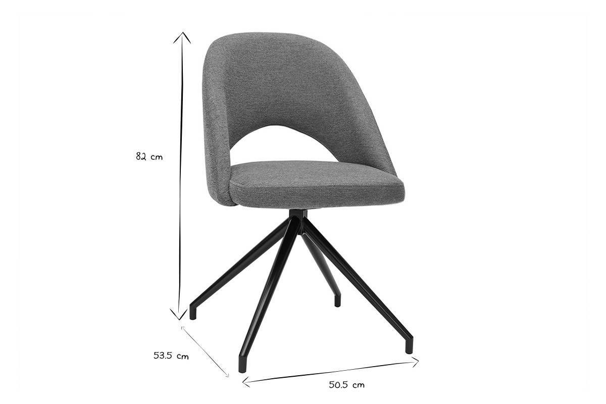 Chaise pivotante 360� en tissu effet velours textur� terre br�l�e et m�tal noir COSETTE