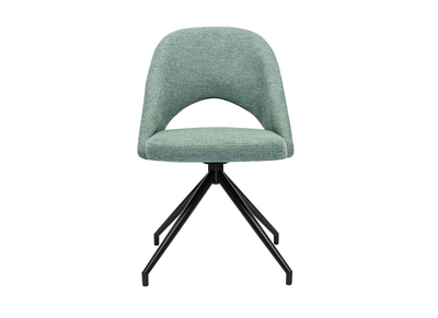 Chaise pivotante 360&deg; en tissu effet velours textur&eacute; vert c&eacute;ladon et m&eacute;tal noir COSETTE