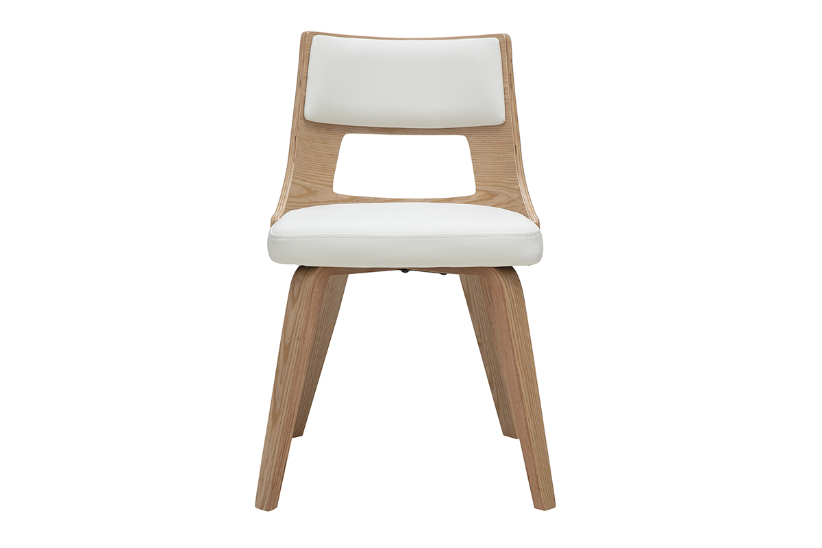 Chaise scandinave en bois clair avec assise rembourre blanche, design moderne et lgant.