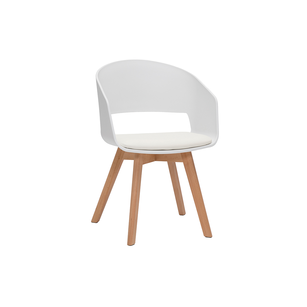 Chaise scandinave blanche et bois clair PRISMA vue1