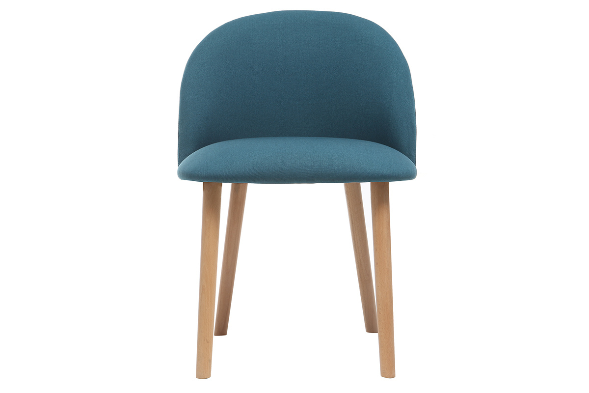 Chaise scandinave bleu canard et bois CELESTE