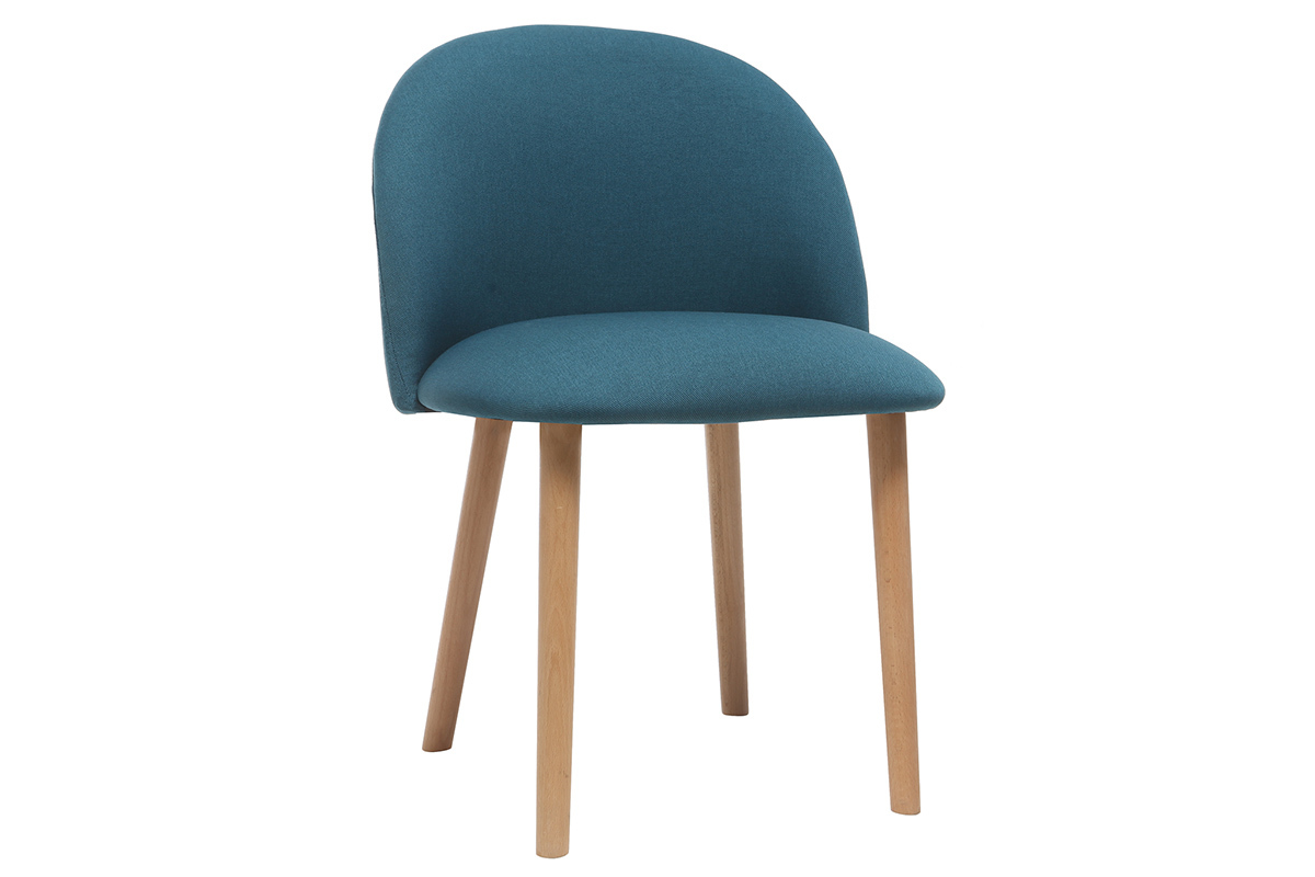 Chaise scandinave bleu canard et bois CELESTE