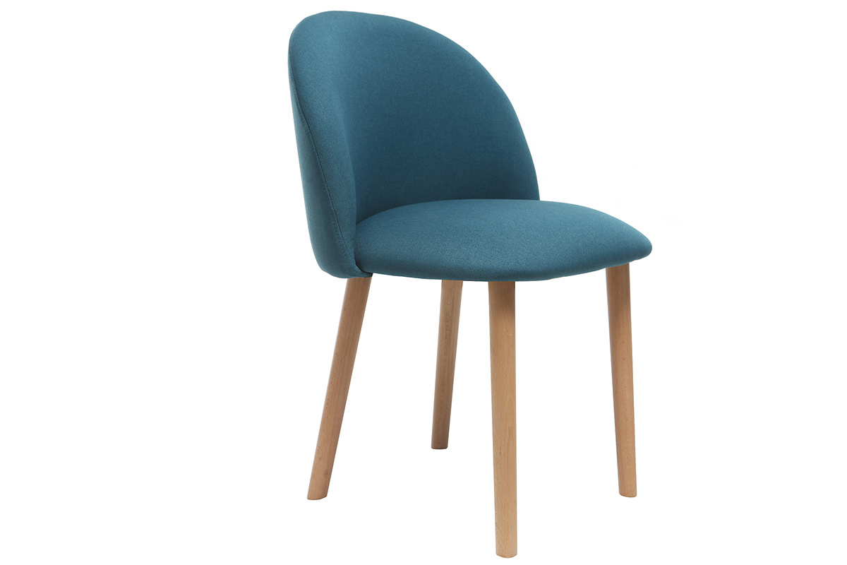Chaise scandinave bleu canard et bois CELESTE