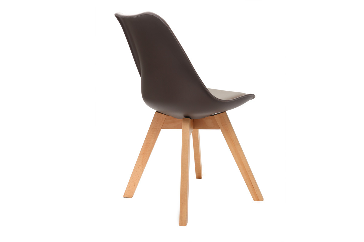 Chaise scandinave bois et chocolat (lot de 4) PAULINE