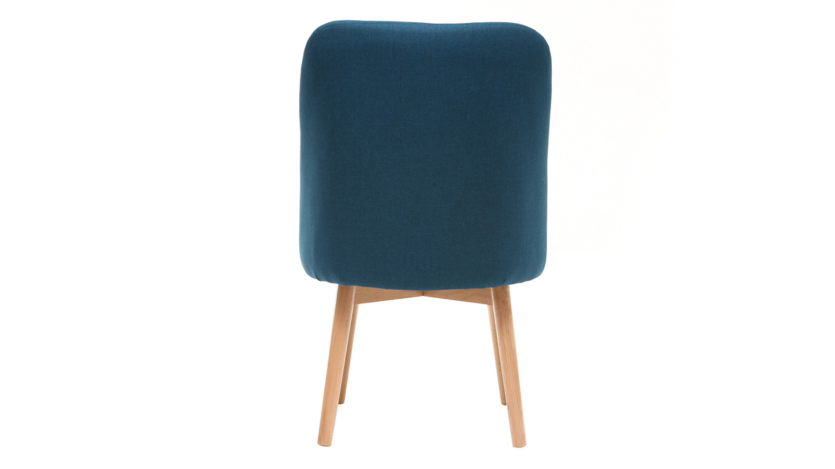 Chaise scandinave en tissu bleu canard et bois clair LIV