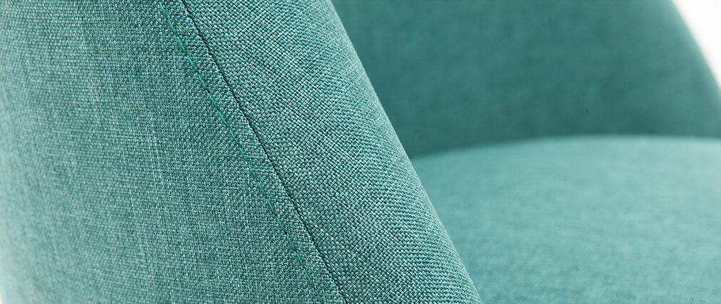 Chaise scandinave en tissu bleu turquoise et bois clair LIV