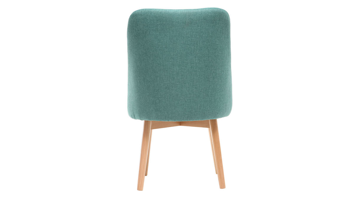 Chaise scandinave en tissu bleu turquoise et bois clair LIV