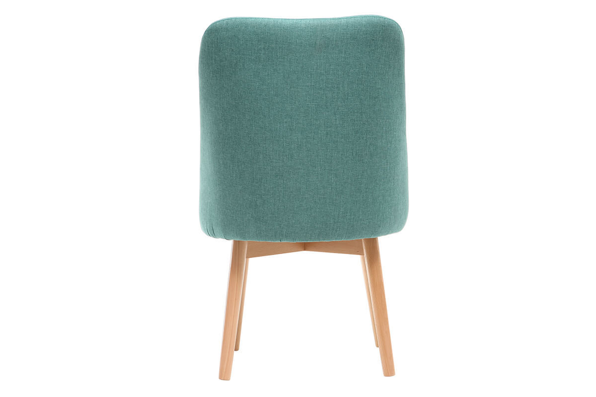 Chaise scandinave en tissu bleu turquoise et bois clair LIV