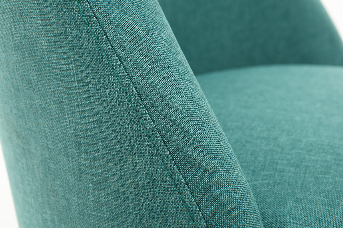 Chaise scandinave en tissu bleu turquoise et bois clair LIV