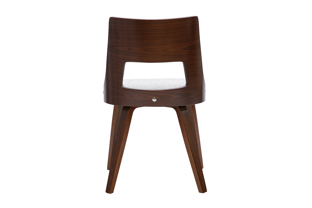 Chaise scandinave GARBO en tissu gris et bois fonc�, vue de dos