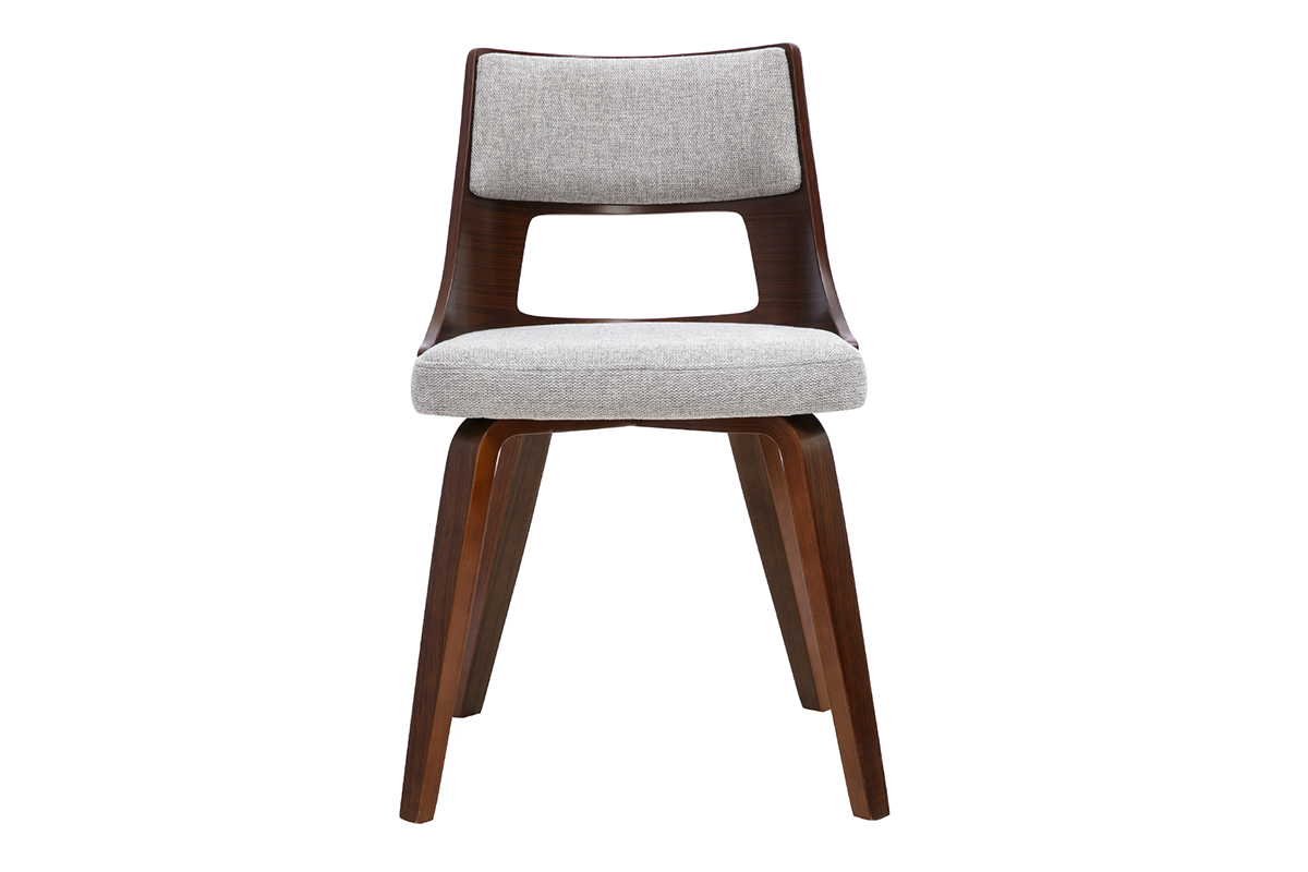 Chaise scandinave GARBO en tissu gris avec pi�tement en bois fonc�, vue de face