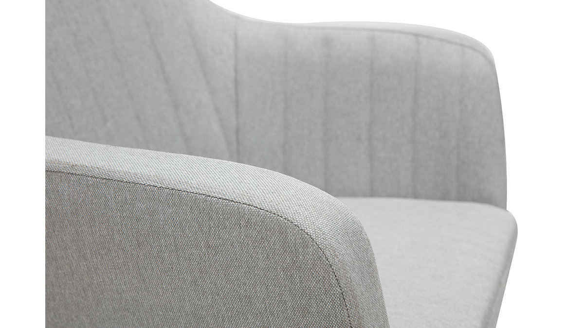 Chaise scandinave en tissu gris clair et bois clair ALEYNA