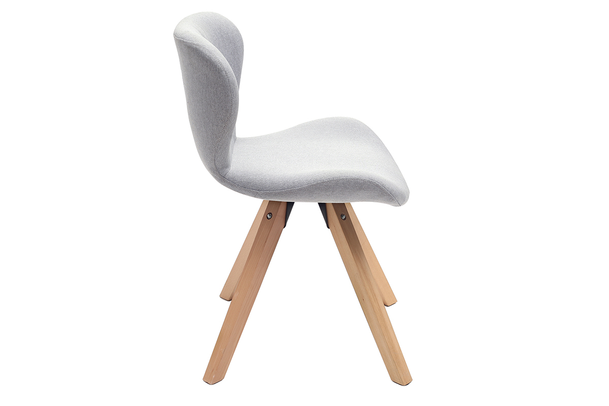 Chaise scandinave en tissu gris clair et bois clair ANYA