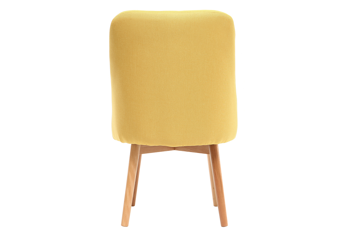 Chaise scandinave en tissu jaune et bois clair LIV