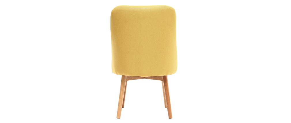 Chaise scandinave en tissu jaune et bois clair LIV