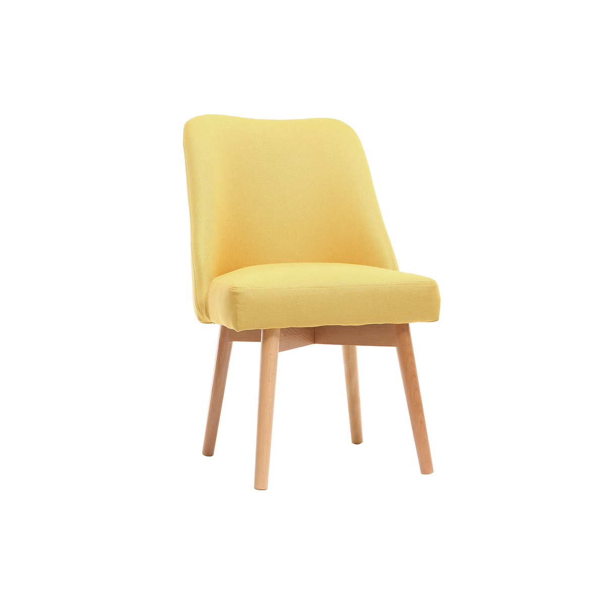 Chaise scandinave en tissu jaune et bois clair LIV vue1
