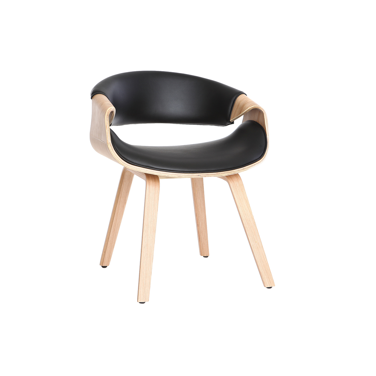 Chaise scandinave noir et bois clair ARAMIS vue1