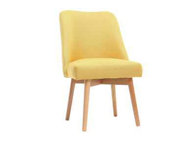 Chaise scandinave tissu jaune pieds bois clair LIV