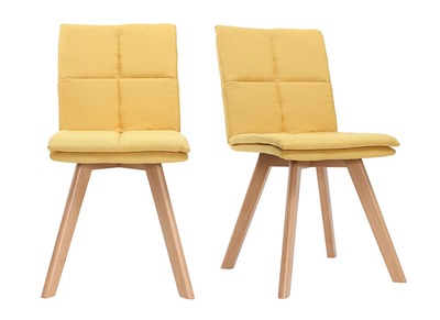 Chaise scandinave tissu jaune pieds bois clair lot de 2 THEA